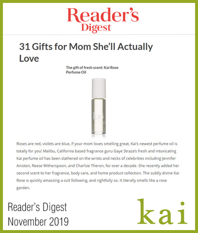 kai rose perfume oil in readers digest - november 2019